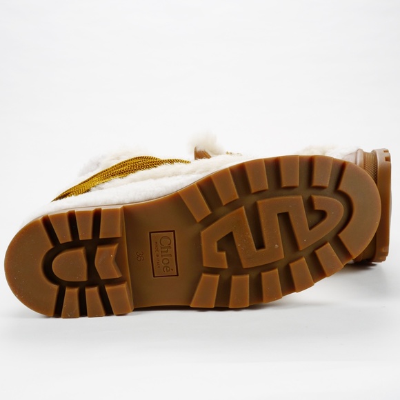 Chloé Parker Lace-Up Shearling Ankle Boots NEW - Picture 9 of 11